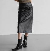 Slit Faux Leather Skirts